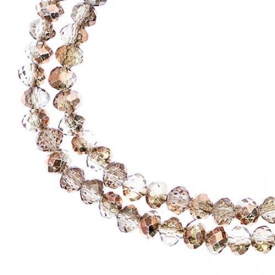 Picture of Crystal Lane 3x4mm Transparent Crystal with Half Copper Iris Rondelle, 2 Strand 7" Strands