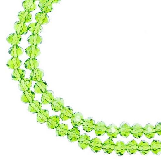 Picture of Crystal Lane 3x4mm Transparent Green Aurora Borealis Rondelle, 2 Strand 7" Strands