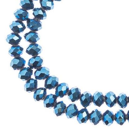 Picture of Crystal Lane 4x6mm Opaque Blue Iris Rondelle, 2 Strand 7" Strands
