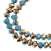 Picture of Crystal Lane 4x6mm Opaque Dark Blue with Half Gold Iris Rondelle, 2 Strand 7" Strands