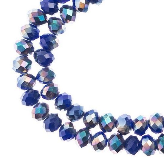 Picture of Crystal Lane 4x6mm Opaque Dark Sapphire with Multi-Color Iris Rondelle, 2 Strand 7" Strands