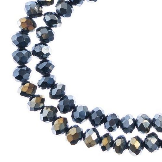 Picture of Crystal Lane 4x6mm Opaque Gunmetal Luster Rondelle, 2 Strand 7" Strands