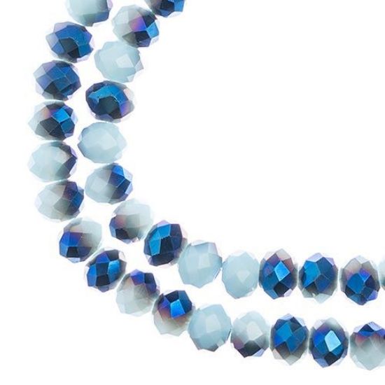 Picture of Crystal Lane 4x6mm Opaque Light Blue with Half Blue Iris Rondelle, 2 Strand 7" Strands