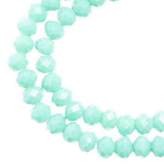 Picture of Crystal Lane 4x6mm Opaque Turquiose Green Rondelle, 2 Strand 7" Strands