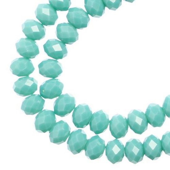 Picture of Crystal Lane 4x6mm Opaque Turquoise Blue Rondelle, 2 Strand 7" Strands