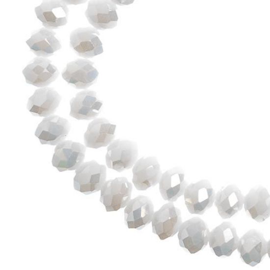 Picture of Crystal Lane 4x6mm Opaque White Aurora Borealis Rondelle, 2 Strand 7" Strands