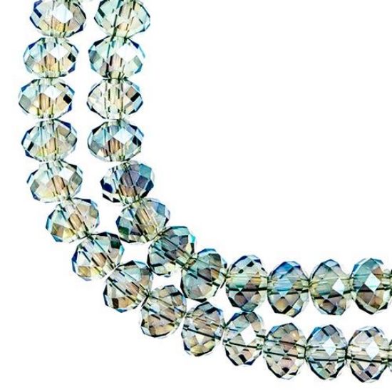 Picture of Crystal Lane 4x6mm Transparent Green Luster Rondelle, 2 Strand 7" Strands