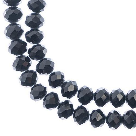 Picture of Crystal Lane 8x10mm Opaque Black Rondelle, 2 Strand 7" Strands