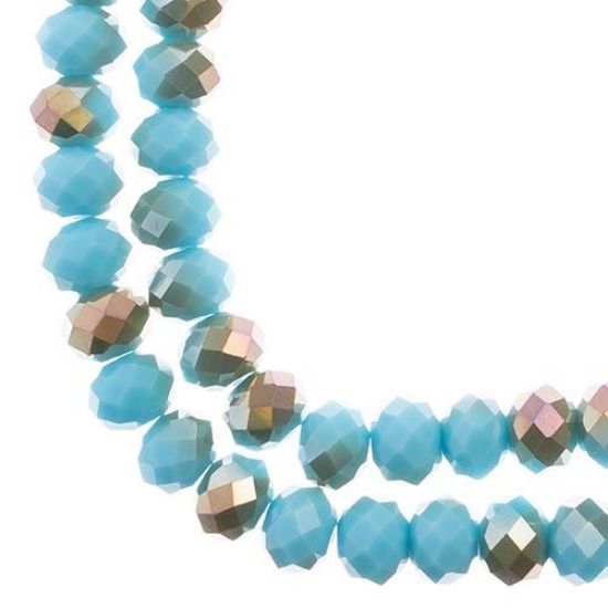 Picture of Crystal Lane 8x10mm Opaque Blue Champagne Luster Rondelle, 2 Strand 7" Strands
