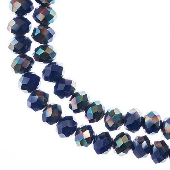 Picture of Crystal Lane 8x10mm Opaque Dark Sapphire with Half Multi-Color Iris Rondelle, 2 Strand 7" Strands
