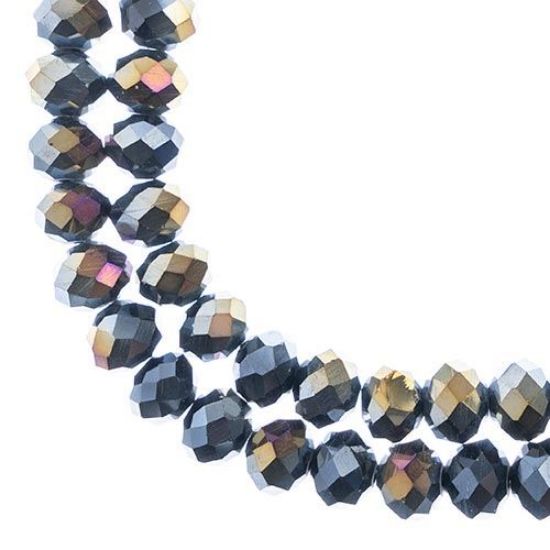 Picture of Crystal Lane 8x10mm Opaque Gunmetal Luster Rondelle, 2 Strand 7" Strands