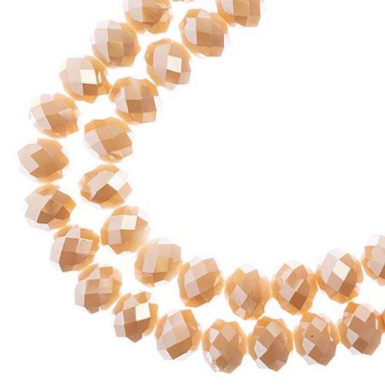 Picture of Crystal Lane 8x10mm Opaque Light Champagne Luster Rondelle, 2 Strand 7" Strands