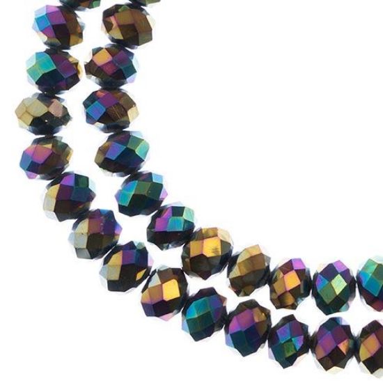 Picture of Crystal Lane 8x10mm Opaque Multi-Color Iris Rondelle, 2 Strand 7" Strands