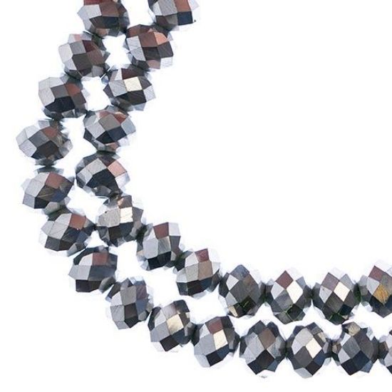 Picture of Crystal Lane 8x10mm Opaque Silver Iris Rondelle, 2 Strand 7" Strands