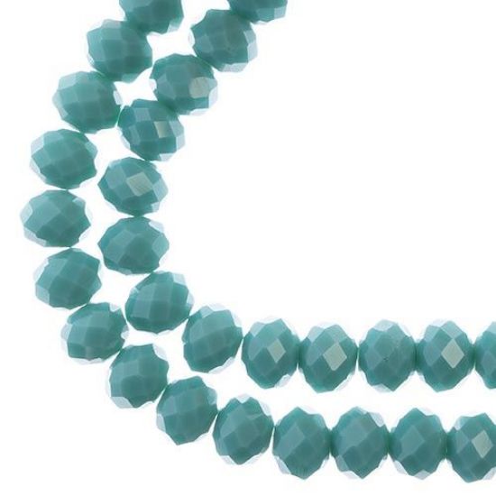 Picture of Crystal Lane 8x10mm Opaque Turquoise Blue Rondelle, 2 Strand 7" Strands