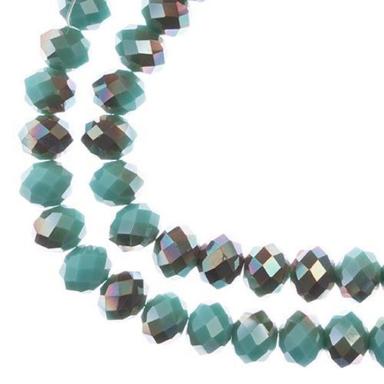 Picture of Crystal Lane 8x10mm Opaque Turquoise Blue with Half Champagne Luster Rondelle, 2 Strand 7" Strands