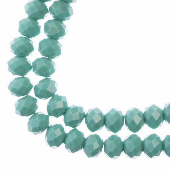 Picture of Crystal Lane 8x10mm Opaque Turquoise Green Rondelle, 2 Strand 7" Strands