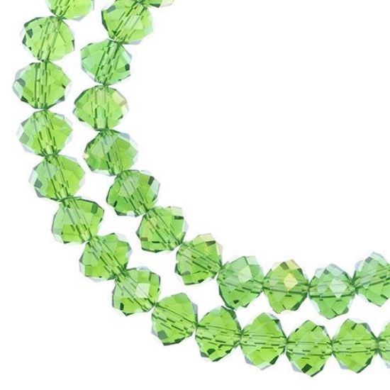 Picture of Crystal Lane 8x10mm Transparent Green Aurora Borealis Rondelle, 2 Strand 7" Strands