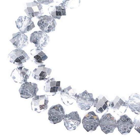 Picture of Crystal Lane 8x10mm Transparent Half Silver Iris Rondelle, 2 Strand 7" Strands