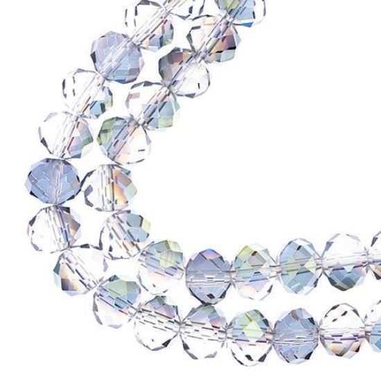 Picture of Crystal Lane 8x10mm Transparent Rose Green Luster Rondelle, 2 Strand 7" Strands