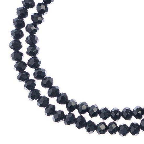 Picture of Crystal Lane 3x4mm Opaque Black Rondelle, 2 Strand 7" Strands