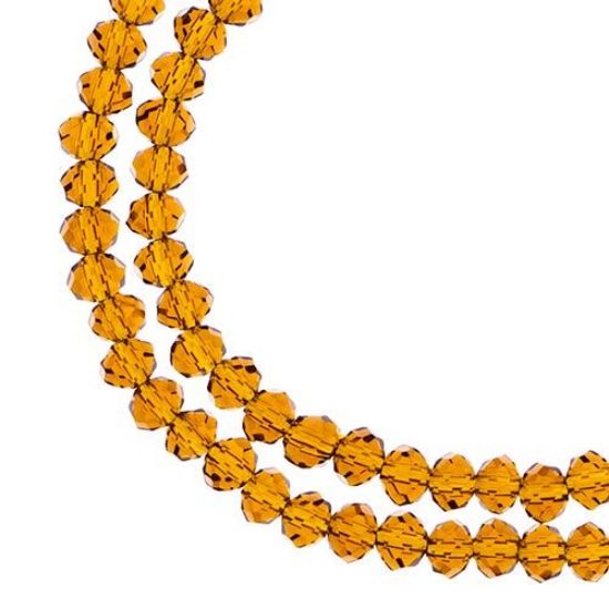 Picture of Crystal Lane 3x4mm Transparent Amber Rondelle, 2 Strand 7" Strands