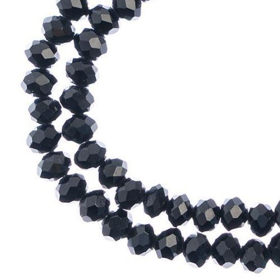 Picture of Crystal Lane 4x6mm Opaque Black Rondelle, 2 Strand 7" Strands