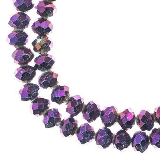 Picture of Crystal Lane 6x8mm Opaque Purple Iris Rondelle, 2 Strand 7" Strands