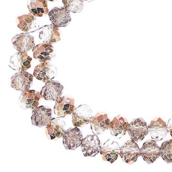 Picture of Crystal Lane 6x8mm Transparent Crystal with Copper  Iris Rondelle, 2 Strand 7" Strands