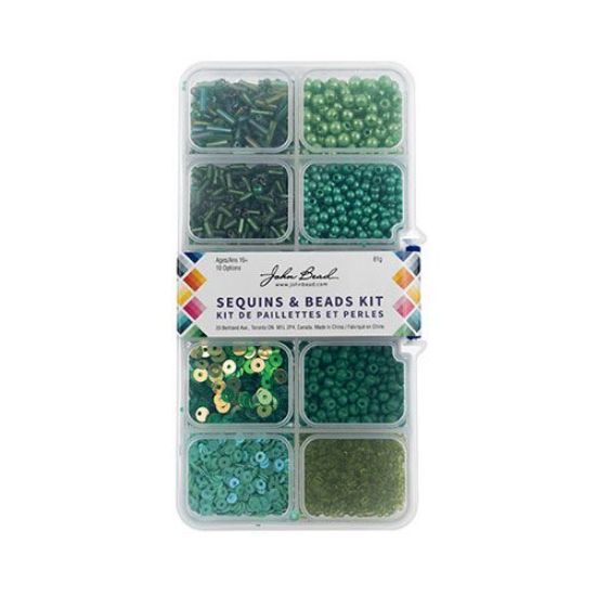 Picture of Sequins & Beads Kit , Green, 10 Types.