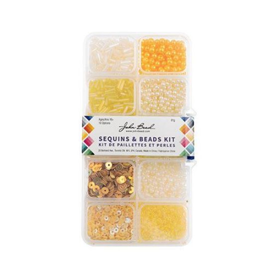 Picture of Sequins & Beads Kit , Yellow, 10 Types.