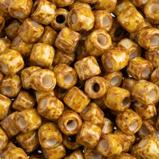 Picture of Czech Glass Rola Beads, Opaque Travertine on Chalk White, 6mm