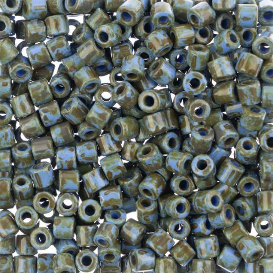 Picture of Czech Glass Rola Beads, Opaque Travertine on Blue, 6mm