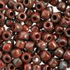 Picture of Czech Glass Rola Beads, Opaque Travertine on Red, 6mm