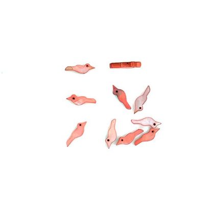Picture of Mother of Pearl Red, Top Drilled Bird, 10 pieces, Approximately 3x13mm
