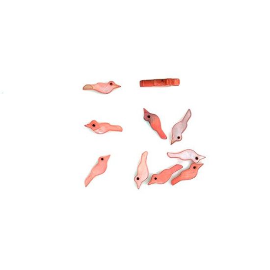 Picture of Mother of Pearl Red, Top Drilled Bird, 10 pieces, Approximately 3x13mm