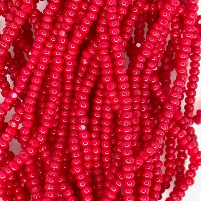 Picture of Size 13 Cut Czech Seed Bead, Opaque Dark Red, Sold by the Hank