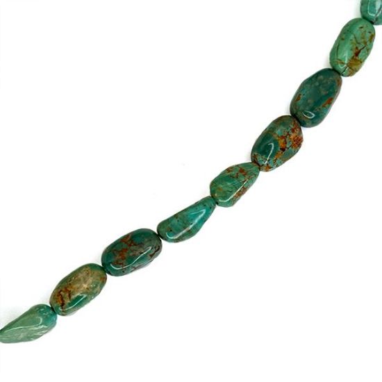 Picture of Royal Beauty Stabilized Green Turquoise Nugget, 14mm, 16" Strand