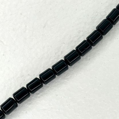 Picture of Black Onyx Barrel Beads, 8mm, 8" Strand