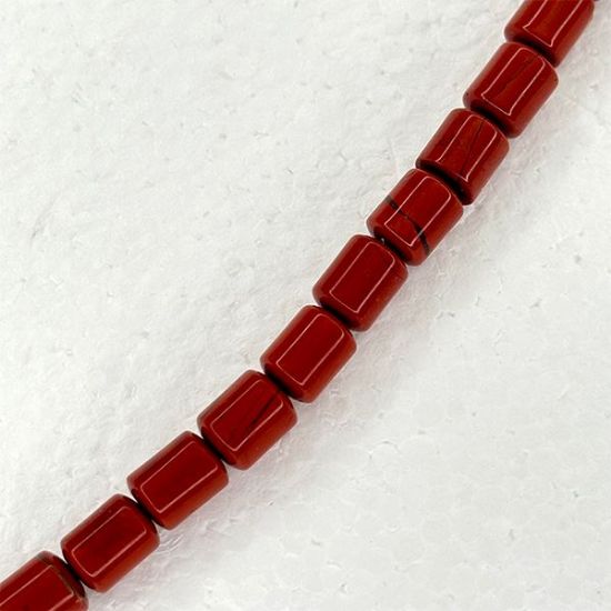 Picture of Red Jasper Barrel Beads, 8mm, 8" Strand