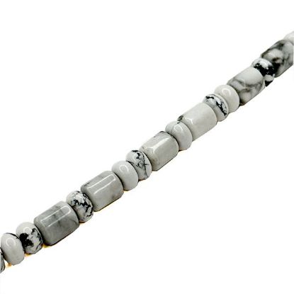 Picture of White Howlite Barrel & Rondelle Beads, 8mm, 8" Strand