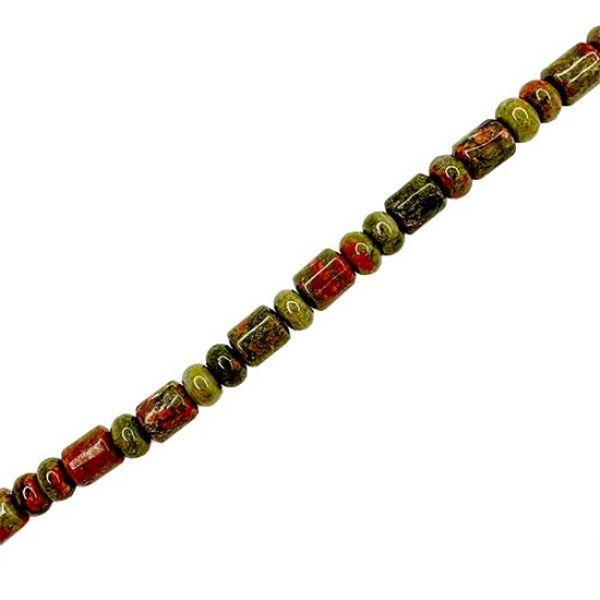 Picture of Unakite Barrel & Rondelle Beads, 8mm, 8" Strand
