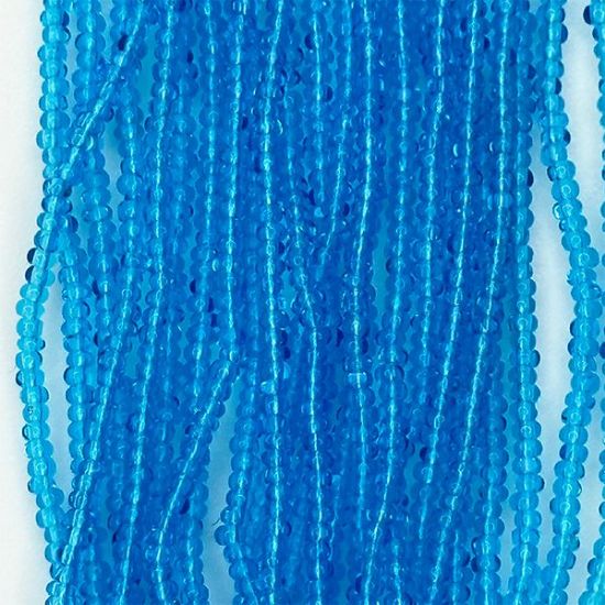 Picture of Size 13 Cut Czech Seed Bead, Transparent Aqua, Sold by the Hank