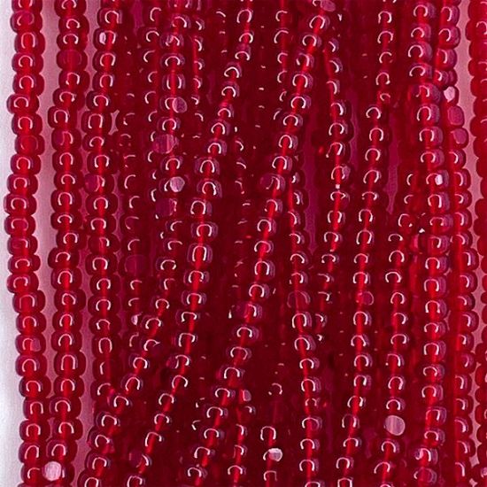 Picture of Size 13 Cut Czech Seed Bead, Transparent Dark Red, Sold by the Hank