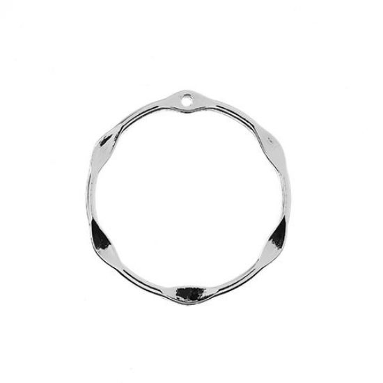 Picture of Beadwork Findings Silver Pendant Partly Flattened Circle 33mm, 3 pieces.