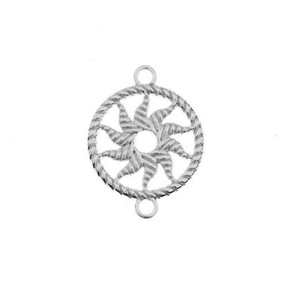 Picture of Beadwork Findings Silver Pendant Circle with Sun 16x21mm, 4 pieces.