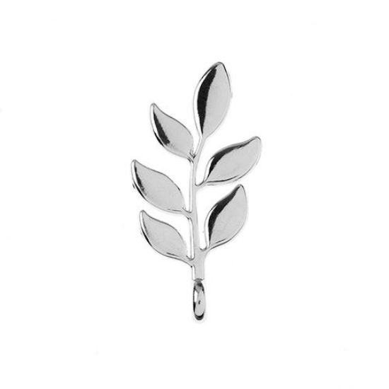 Picture of Beadwork Findings Silver Pendant Branch with Leafs 11x24mm, 6 pieces.