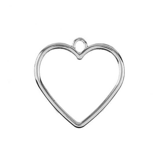 Picture of Beadwork Findings Silver Pendant Heart 25x25mm, 5 pieces.