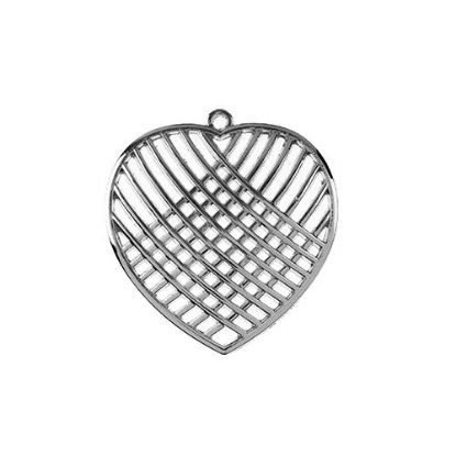 Picture of Beadwork Findings Silver Pendant Crossed Heart 29x31mm, 4 pieces.
