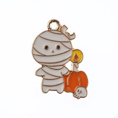 Picture of Sweet & Petite Halloween Charms, 25x18mm Mummy with Pumpkin, 6 pieces